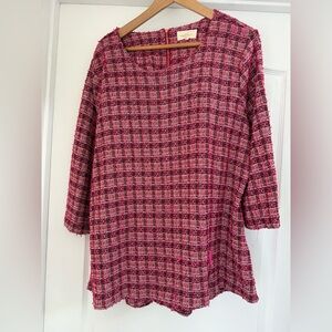 MELLODAY Pink and Black Checkered Blouse